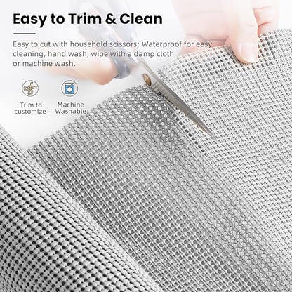 BAGAIL Drawer and Shelf Liner, 12 in X 10 Ft Non-Adhesive Shelf Liners for Kitchen Cabinets, Thick Strong Grip Liners for Desk, Shelves, Bathroom Drawers, Cabinet Protection - LightGrey