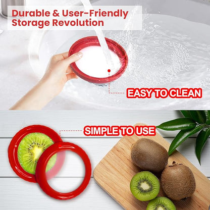 4 Pcs Reusable Avocado Onion Lemon Tomatoes Saver Keeper, Silicone Fruit and Vegetable Anti-Oxidation Storage Box Refrigerator, Fruit Veggie Holder Containers for Fridge (Cyan, Purple, Red And Yellow)
