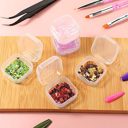 Jetec 6 Pieces Mini Plastic Clear Beads Storage Containers Box for Collecting Small Items, Beads, Jewelry, Business Cards, Game Pieces, Crafts (1.4 x 1.4 x 0.7 Inch)