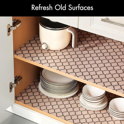 Cooyes Shelf Liner, Non Adhesive Drawer and Cabinet Liner, EVA Washable Oil-Proof Shelf Paper for Kitchen Cabinets, Refrigerator, Storage, Desks with Modern Pattern