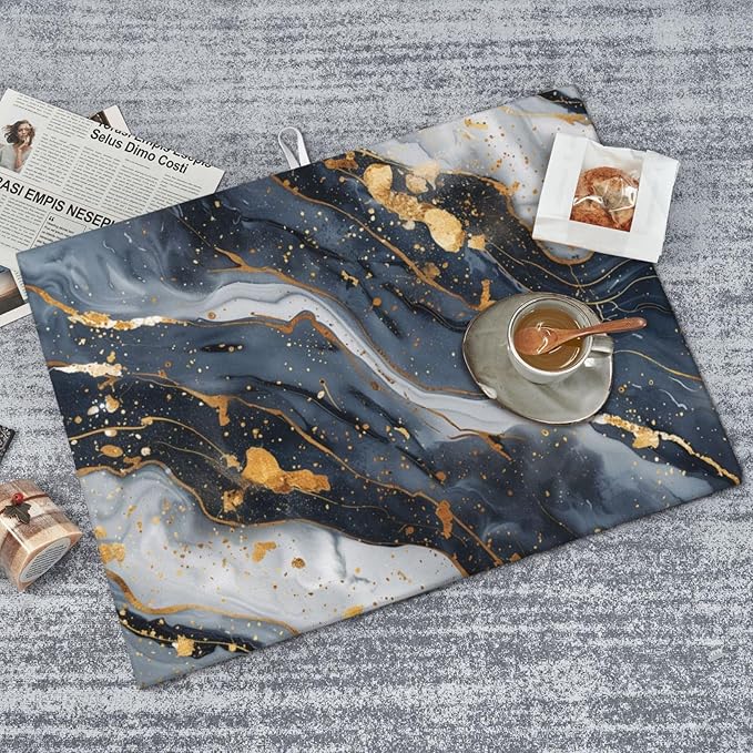 Absorbent Dish Drying Mat For Kitchen Counter, Blue Marble Microfiber Dish Drying Pad, Kitchen Gadgets For Easy Clean Multi-Use
