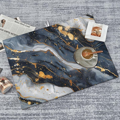 Absorbent Dish Drying Mat For Kitchen Counter, Blue Marble Microfiber Dish Drying Pad, Kitchen Gadgets For Easy Clean Multi-Use