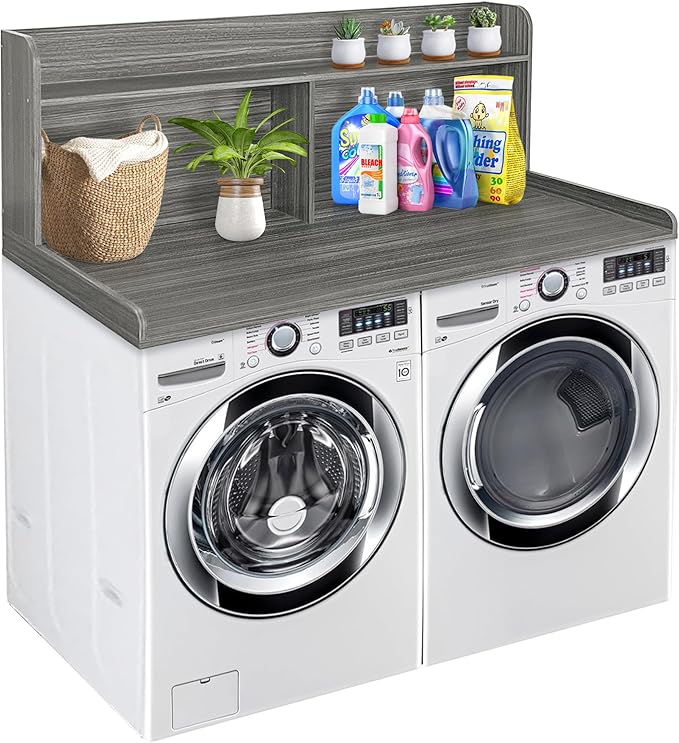 Royxen Laundry Countertop with 20“ Shelf Universal Fit, Washer and Dryer Countertop with Storage Space, Eucalyptus