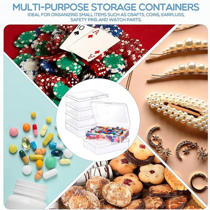 Jetec 6 Pieces Mini Plastic Clear Beads Storage Containers Box for Collecting Small Items, Beads, Jewelry, Business Cards, Game Pieces, Crafts (5 x 4 x 1.3 Inch)