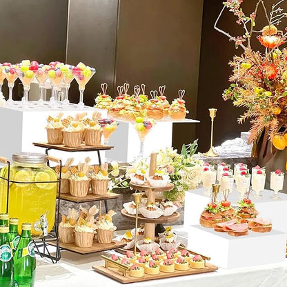 Acrylic Buffet Food Risers, 8 Pcs White Dessert Table Display Set for Catering and Event Setup, Sturdy Acrylic Display Stands for Food, Desserts, Jewelry and Decor, Includes Sizes 5", 6", 7", 8", 9", 10", 11", 11.8"