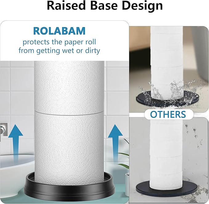 Toilet Paper Holder Stand with Reserve Function, Free Standing Toilet Paper Holder for Bathroom, Space Toilet 4 Rolls Toilet Paper Storage 22.5" Height (2 Pack, Matte Black)