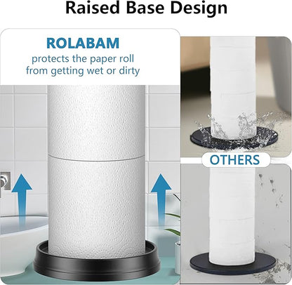 Toilet Paper Holder Stand with Reserve Function, Free Standing Toilet Paper Holder for Bathroom, Space Toilet 4 Rolls Toilet Paper Storage 22.5" Height (2 Pack, Matte Black)
