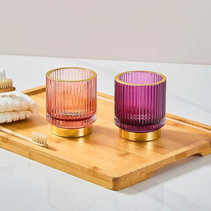 LEICURACE Makeup Brush Holder Organizer,Toothbrush Holders,Desk Pen Pencil Holder,Multifunctional Vintage Glass Brush Cup(A3-28-US)
