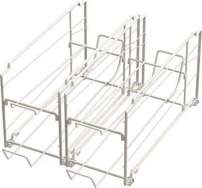 Simple Houseware Stackable Beverage Soda Can Dispenser Organizer Rack, White - 2 Pack