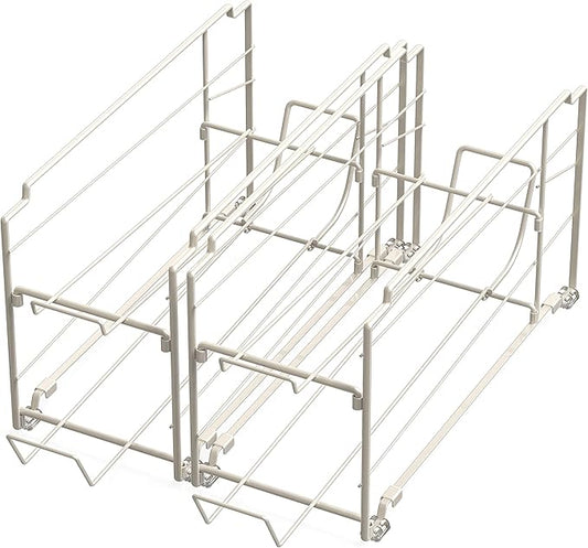 Simple Houseware Stackable Beverage Soda Can Dispenser Organizer Rack, White - 2 Pack