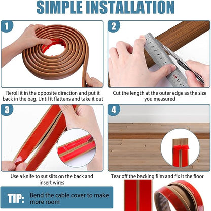 Floor Cord Covers for Wires 3.3FT Cable Hider Wire Cover Self Adhesive Cord Hider Floor for Offices, Homes, Workshops, Warehouses Cable Cavity 0.39" W x 0.27" H