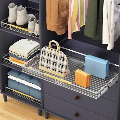 Pull Out Cabinet Organizer,Adjustable Width W:14.9”-25.9” x D:22.5”,Expandable Slide Out Wire Storage Drawer,Heavy Duty Stainless Steel Gliding Cupboard Shelf for Pots and Pans Storage,Chrome Plated