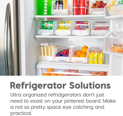 IRIS USA Clear Plastic Stackable Storage Bins, X Large- 4 Pack, Open Front Fridge Pantry Kitchen Closet Cabinet Bathroom Organizer Basket for Organizing Snack, Cans, Office Supplies, and Coffee Pods