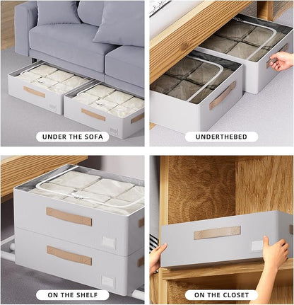 CYhom Underbed Storage Bins With Metal Frame, 10" High Under Bed Storage Containers, Large Capacity Under Bed Organizer Boxes (Grey, 23.6” L x 19.7” W x 10” H)