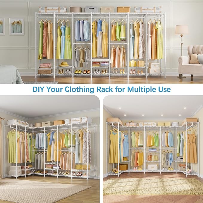 VIPEK U70 Extra Large Garment Rack Heavy Duty Clothes Rack, Freestanding Portable Closet for Bedroom Storage Wardrobe Organizer Wire Closet for Hanging Clothes, Load 1670lbs, White