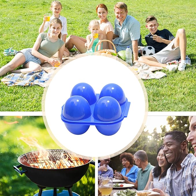 4 Grids Egg Holders, Egg Cartons For Refrigerator, Egg Storage Container, Shockproof Durable Refrigerator Egg Trays, Deviled Egg Tray Carrier with Lid, Egg Organizer Box for Fridge or Camping
