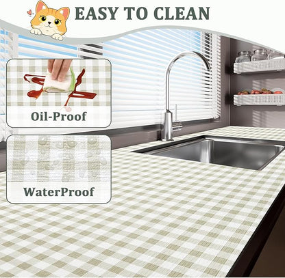Shelf Liner for Kitchen Cabinets 12" x 240" Non-Adhesive Non-Slip Drawer Liners for Dresser, Waterproof Washable Paper, Durable Protector Mat for Pantry Shelves Cupboards, Green Plaid
