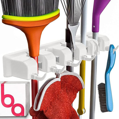 EXTRA GRIP Mop & Broom Holder Wall Mount - Wall Hanging Garden Tool & Utility Closet Organizer, Mop & Broom Hook, Broom Hanger Wall Mount, Mop Broom Organizer, Wall Mounted Broom Rack Mop Storage