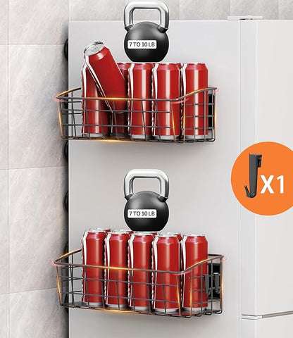 Magnetic Shelf for Refrigerator 1-Pack, Strong Magnetic Spice Rack with Removable Hook for Kitchen Storage, Fruit Potato Onion Storage Shelves, Large Magnetic Basket Organizer for Fridge Oven Laundry