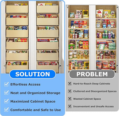 WelFurGeer Soft Close Pull Out Cabinet Organizer, 17" W x 22" D Heavy-Duty Plywood Pull-Out Cabinet Drawer, Cabinets Roll Out Drawers, Durable Pullout Drawers for Home & Kitchen Organization
