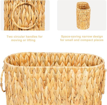 Large Toilet Paper Storage Basket, Wicker Toilet Paper Holder for up to 6 Rolls, Water Hyacinth Toilet Paper Basket Bathroom Organizer, Rattan Bathroom Accessories Organizer