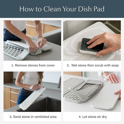 Dorai Home Dish Pad – Quick-Dry Diatomite Stone Drying Mat for Kitchen Counter, 19.9" x 15.2" x 0.52", Sandstone