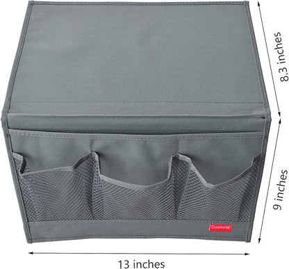 DuomiW Bedside Storage Organizer, Bedside Caddy, Table Cabinet Storage Organizer, TV Remote Control, Phones, Magazines, Tablets, Accessories, Grey