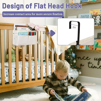 Frjjthchy Bedside Storage Organizer 5 Pockets with 4 Hooks Hanging Storage Bag for Headboards/Bunk Bed (2Pack White)