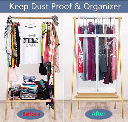 Zilink Clear Garment Bags for Storage 40 inch (2 Pack) Hanging Garment Rack Cover Suit Bags Organizer Hanging Clothes Cover for Suit Coats Jackets Dress Storage