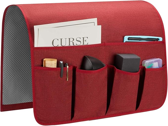 SYSOV Sofa Armrest Organizer, Remote Control Holder for Recliner Couch, Arm Chair Caddy with 6 Pockets for Magazine, Tablet, Phone, iPad