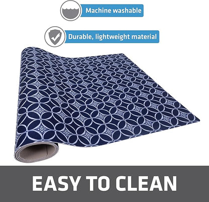Drymate Premium XL Under Sink Mat, Waterproof Cabinet Protection Mats for Kitchen & Bathroom, Absorbent Shelf Liners, Slip-Resistant, Non-Adhesive, Machine Washable (USA Made)(24”x59”)(Indigo)