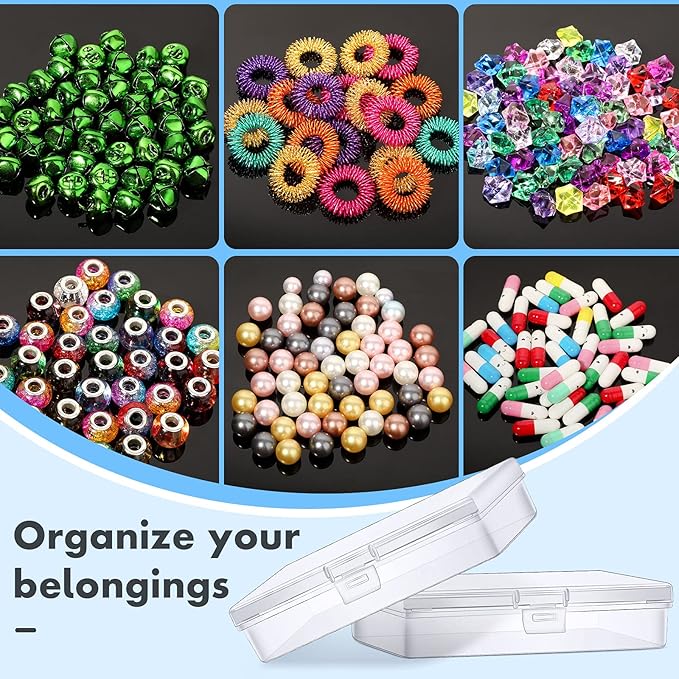 Jetec 6 Pieces Mini Plastic Clear Beads Storage Containers Box for Collecting Small Items, Beads, Jewelry, Business Cards, Game Pieces, Crafts (5.2 x 3 x 1.2 Inch)