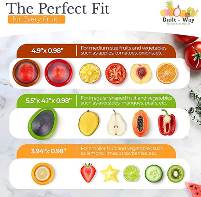 Built-Way Fruit Storage Containers for Fridge | Fruit Vegetable Storage & Produce Storage | Space-Saving Produce Containers for Fridge (Yellow/Red/Green/Orange)