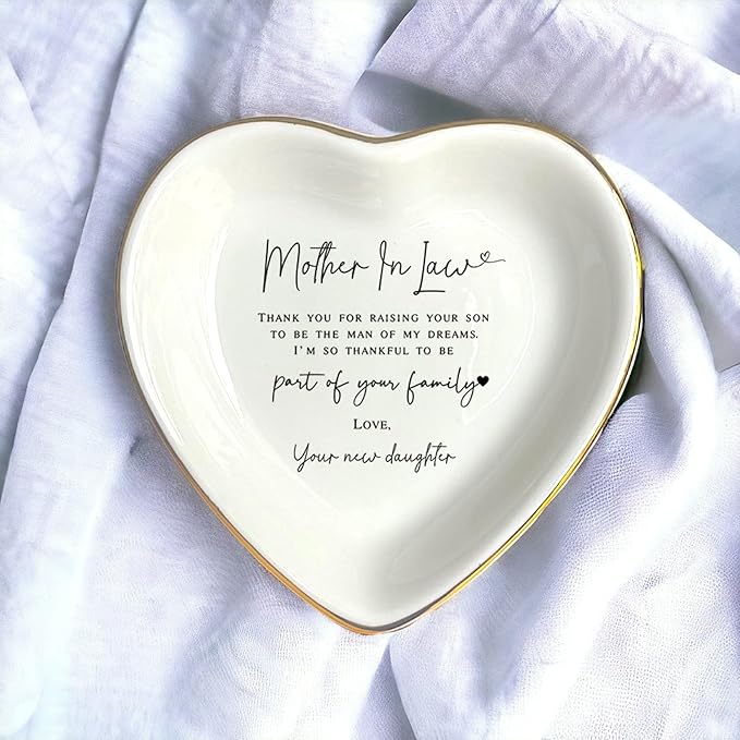 HatafaFurni Mother In Law Gift, Heart Ring Dish, Jewelry Dish, Mothers Day Gifts, Mother of the Groom Gift, Mother Appreciation, Gift For Second Mom, Mother In Law Present, Future Mom