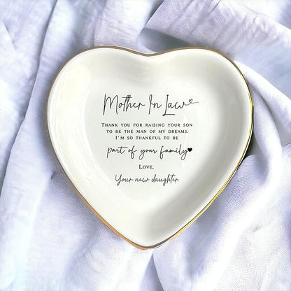 HatafaFurni Mother In Law Gift, Heart Ring Dish, Jewelry Dish, Mothers Day Gifts, Mother of the Groom Gift, Mother Appreciation, Gift For Second Mom, Mother In Law Present, Future Mom