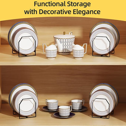 TIPSYTREE 2 Pack Small Kitchen Plate Organizer, Metal Dish Racks for Apartment, Small Family, or Countertop Use – Fits 6"–10" Plates, Black