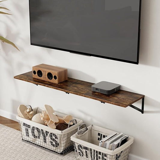 Axeman Deep Floating Shelves for Wall, 16W x 12D Rustic Wood Wall Shelves Set of 2, 12 Inch Deep Large Floating Shelves for Decor & Storage, Hanging Shelves for Farmhouse Kitchen Bathroom Bedroom
