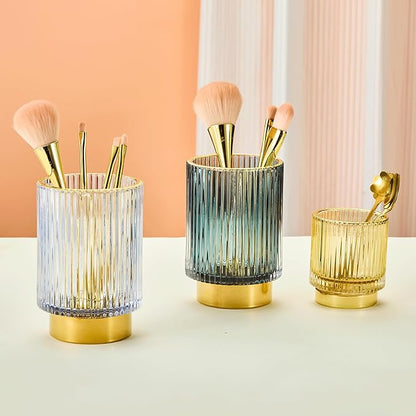 LEICURACE Makeup Brush Holder Organizer,Toothbrush Holders,Desk Pen Pencil Holder,Multifunctional Vintage Glass Brush Cup(A3-26-US)
