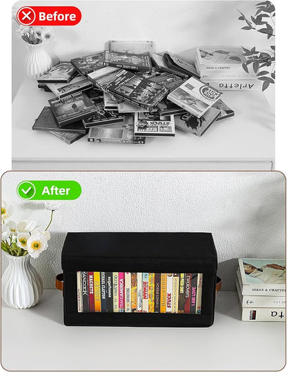 6 Packs DVD Storage Box with Visible Window, Dustproof DVD Case Holder Organizer with Lid and Handles