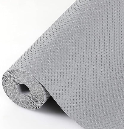 Hersvin Shelf Liners, 18in x 20ft Kitchen Drawer Mats, Non-Adhesive EVA Cupboard Protector, Cabinet Lining (Light Gray/Dot)