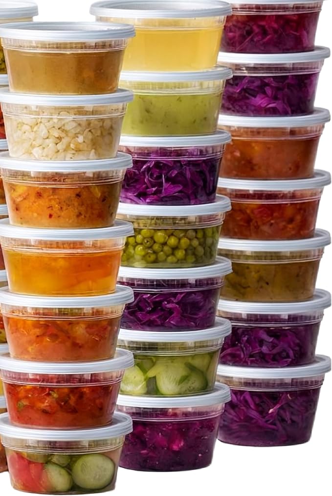 ProTakeOut 12oz [32 set] Heavy Duty Plastic Deli Container | BPA-Free Food Storage with Airtight Leak‑Proof Lids | Microwave, Freezer & Dishwasher Safe – Stackable, Bulk Reusable Soup & Meal Prep Tub