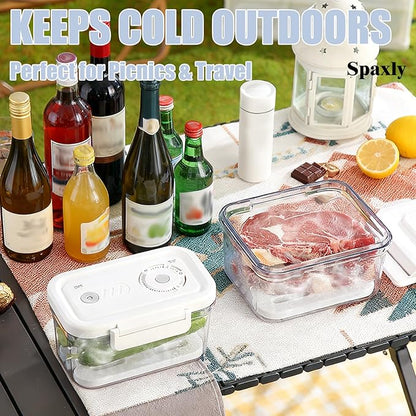 SPAXLY Manual Vacuum Sealer Containers, Airtight Food Storage Boxes with Hand Pump for Freshness, BPA-Free, Leakproof Seal for Lunch, Meat, Fruit, Leftovers, Fridge & Camping Use (1320ml)