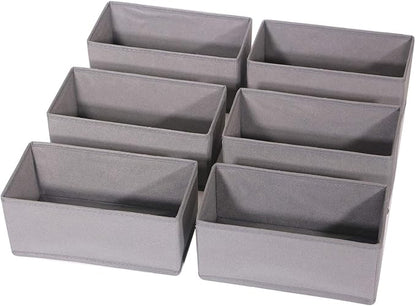 DIOMMELL 6 Pack Foldable Cloth Storage Box Closet Dresser Drawer Organizer Fabric Baskets Bins Containers Divider for Clothes Underwear Bras Socks Lingerie Clothing, M Grey 060