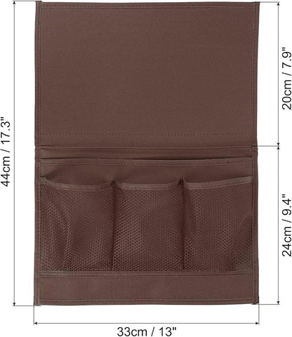 PATIKIL Bedside Caddy, Bedside Organizer with 5 Pockets, Brown, Canvas, Minimalist Style