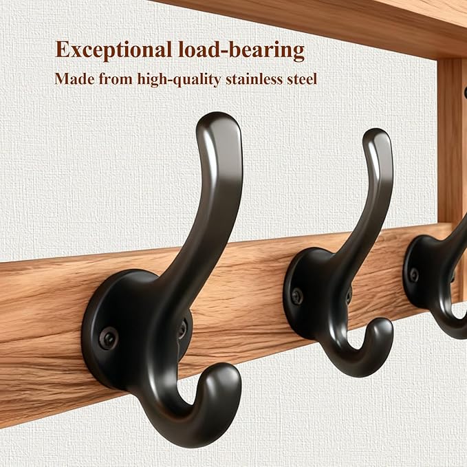 29" Coat Rack Wall Mount with Shelf, 4 in 1 Wall Mounted Coat and Key Hanger with 11 Hooks, Entryway Key Holder with Mail Holder for Living Room, Bedroom