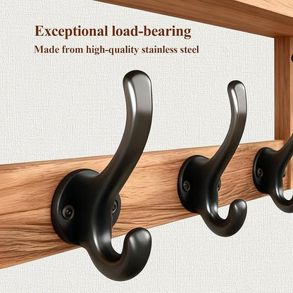 29" Coat Rack Wall Mount with Shelf, 4 in 1 Wall Mounted Coat and Key Hanger with 11 Hooks, Entryway Key Holder with Mail Holder for Living Room, Bedroom