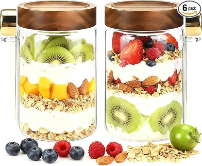 30oz Airtight Glass Jar with Metal Spoon Lid Round Coffee Grounds Container Sugar Storage Jar for Spice Rice Tea Pantry Herb Kitchen Seasoning Bath Salts Nuts Cookies (900ml/30oz-2pack(with spoon))