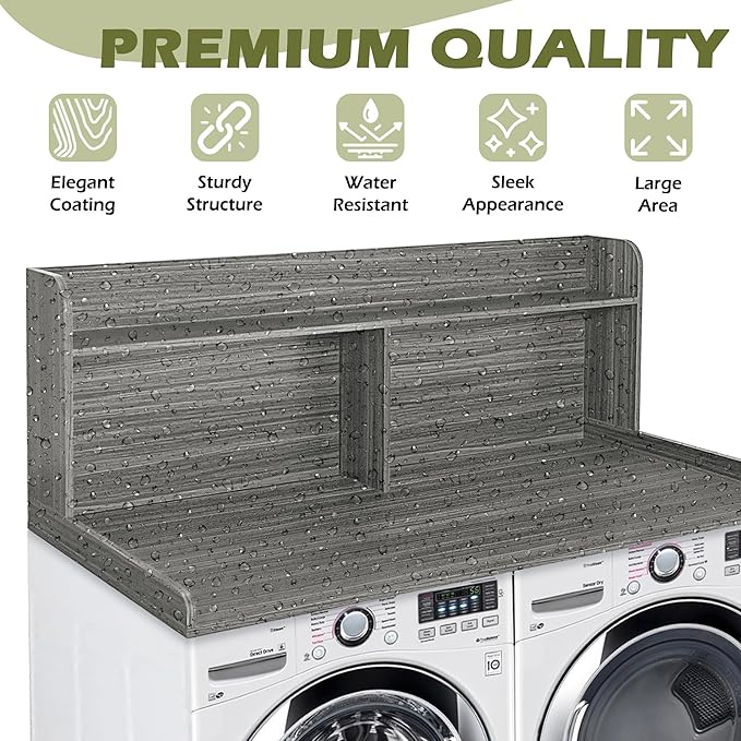 Royxen Laundry Countertop with 20“ Shelf Universal Fit, Washer and Dryer Countertop with Storage Space, Eucalyptus