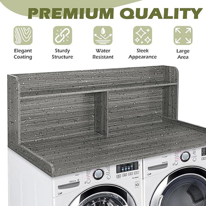 Royxen Laundry Countertop with 20“ Shelf Universal Fit, Washer and Dryer Countertop with Storage Space, Eucalyptus