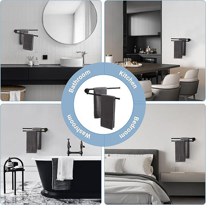 BGL Swivel Towel Bar for Bathroom Matte Black,Swing Out Double Towel Bar 2-Arm Kitchen Wall Mounted Towel Hanger Holder for Bathroom Organizer
